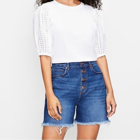 LOFT Pants - Loft High Waisted Button Front Boyfriend Cutoffs 0